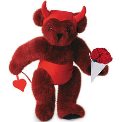 Horny Devil Teddy Bear with Red Roses
