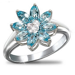 Snowflake Splendor Blue Topaz and Diamond Ring