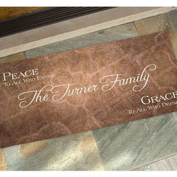 Personalized Peace Family Name Welcome Mat