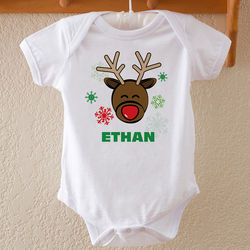 Christmas Reindeer Personalized Baby Bodysuit