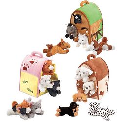 5 On-the-Go Plush Toy Animals with Portable Homes