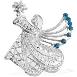 Blue Austrian Crystal Silvertone Angel Brooch