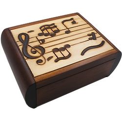 Musical Notes Hand Crafted Secret Wooden Puzzle Box