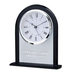 Personalized Clear & Black Crystal Dome 6" Desk Clock