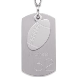 Stainless Steel Football Engraved Tag Necklace