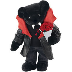 Love at First Bite Vampire Teddy Bear with Red Roses