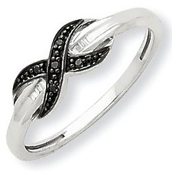 14K White Gold Black Diamond Infinity Ring