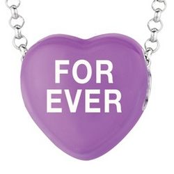 Purple Enamel Forever Sweethearts Necklace in Sterling Silver