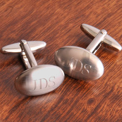 Personalized Oval Brushed Cuff Links