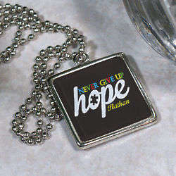 Never Give Up Hope Autism Awareness Necklace