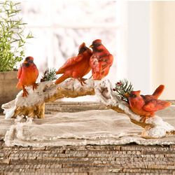 Cardinals on Snowy Branch Table Sculpture