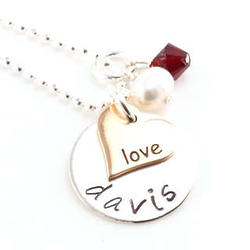 Mother's Personalized Petite Love Hand-Stamped Necklace
