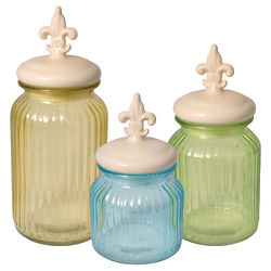 3 Pistoulet Glass Canisters with Ceramic Lids