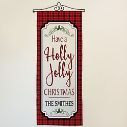 Personalized Plaid Holly Jolly 34" Wall Hanging