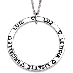 Sterling Silver Large Engraved Name Disc Necklace