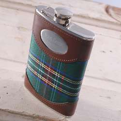 Personalized Green Plaid Flask