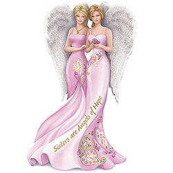 Thomas Kinkade Sisters are Angels of Hope Breast Cancer Figurine
