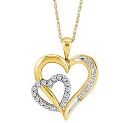Diamond Double-Heart Pendant in 10K Gold