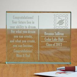 Personalized Graduation Postcard Glass Block