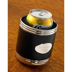 Personalized Black Leather Can Koozie