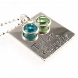 Modern Mom Square Personalized Hand Stamped Necklace
