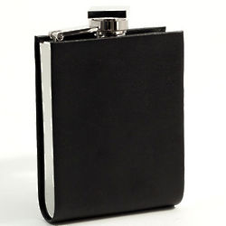Stainless Steel Flask in Black Leather Case