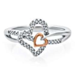 Diamond Heart Ring in Sterling Silver & 10K Gold