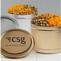 2-Gallons and 3-Flavors of Popcorn in Deluxe Gold and Silver Tins