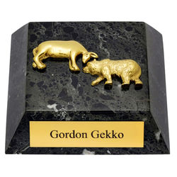 Personalized Bull and Bear Marble Paperweight