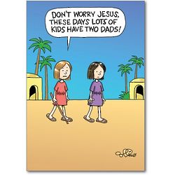 Jesus Has Two Dads Funny Birthday Card