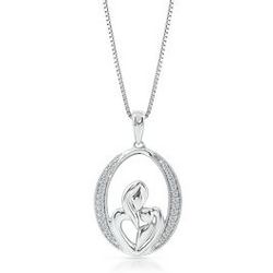Mom and Child Diamond Pendant in Sterling Silver
