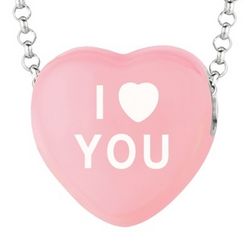 I Heart You Pink Enamel Necklace
