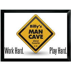 Personalized Work Hard Play Hard Man Cave Sign