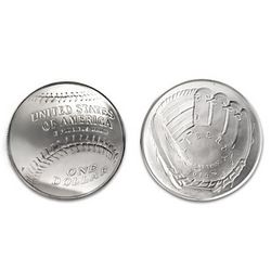 First Curved Coin 2014 Baseball Hall Of Fame Silver Dollar