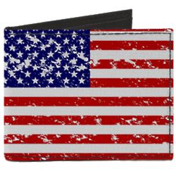 Canvas Distressed American Flag Print Billfold Wallet