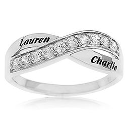 Romantic Crossover Personalized Sterling Silver Ring