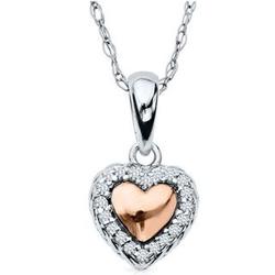 Diamond Heart Pendant in Sterling Silver and 14K Rose Gold