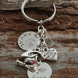 Graduate's Personalized Key Chain with Heart Charm