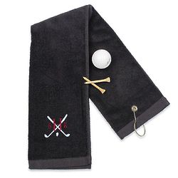 Personalized Golf Towel with Crossing Clubs Design