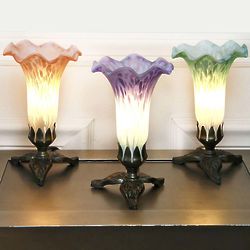 3 Hand-Painted Lily Accent Lamps