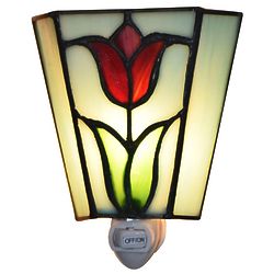 Tiffany-Style Stained Glass Tulip Night Light
