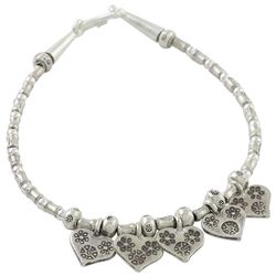 Love Struck Silver Beaded Charm Bracelet