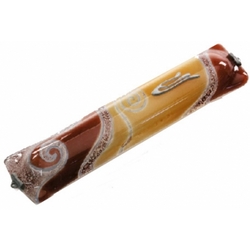 Amber and Brown Glass Mezuzah