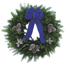 Balsam Fir Wreath with Holly Berries and Pinecones