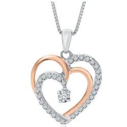 Diamond Heart-Shaped Pendant in Sterling Silver & 10K Gold