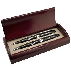 Golfer's Personalized Pen and Pencil in Rosewood Box