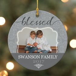 Blessed Personalized Photo Ceramic Ornament
