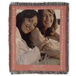 Portrait Mom Photo Blanket with Pink Border