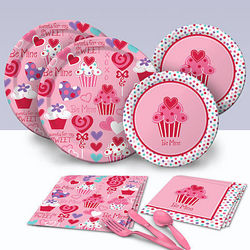 Heart Cupcake Design Basic Party Supplies Pack