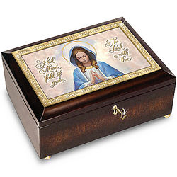 Our Blessed Mother Heirloom Music Box and Golden Rosary